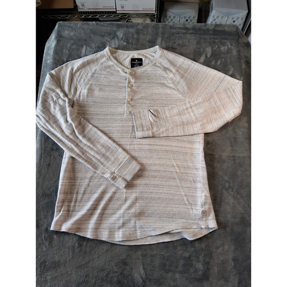 American Eagle Outfitters Other - American Eagle Mens Henley Shirt Large Gray Space Dye Long Sleeve Raglan Knit